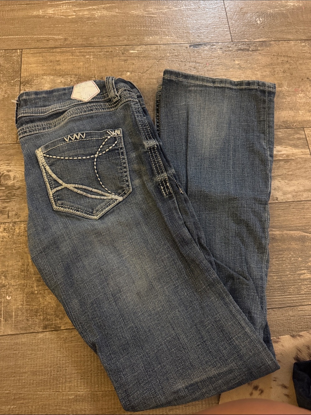 Tin Haul Women's Dark Blue Distressed Bootcut Jeans